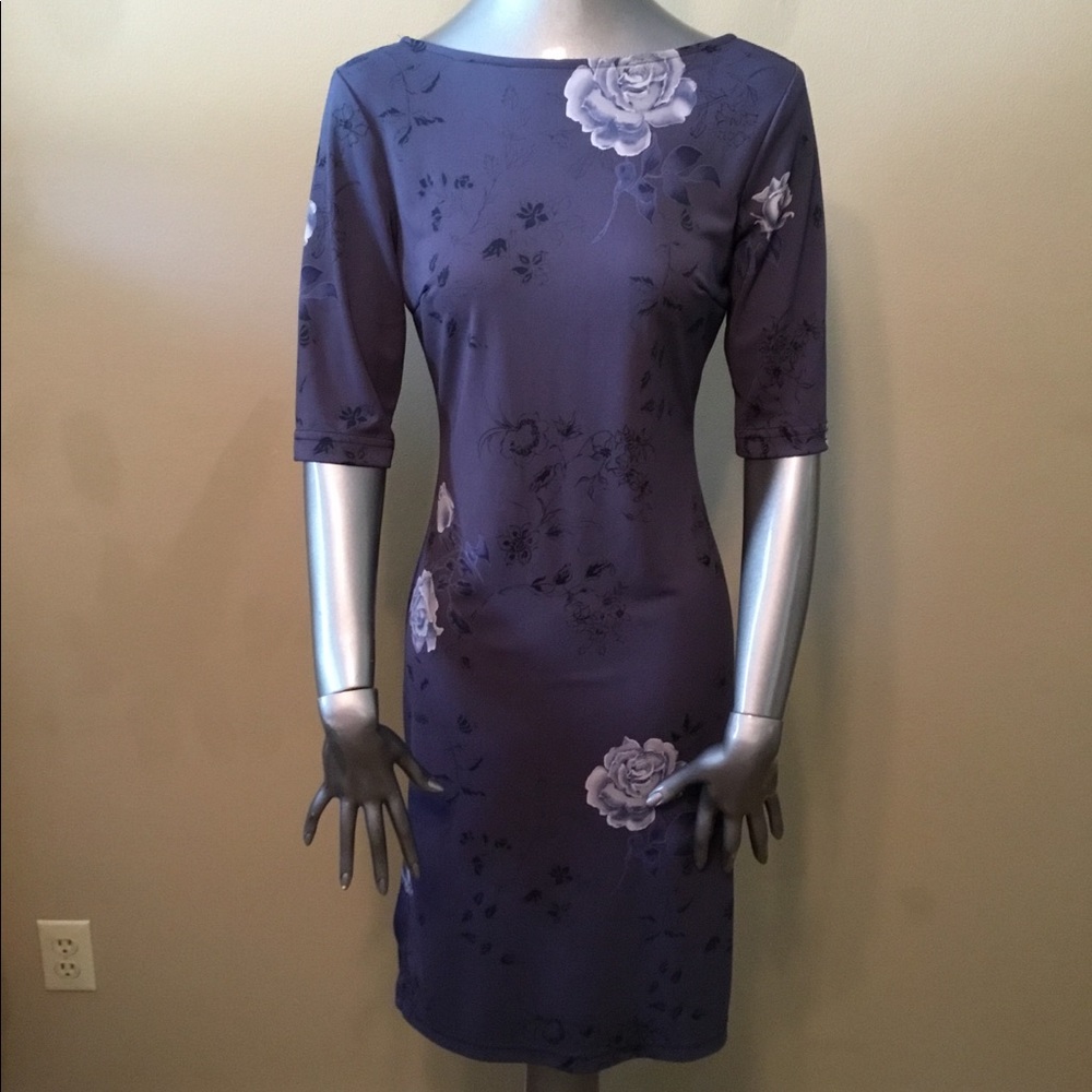 Vintage Alyn Paige gray floral dress